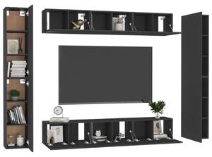 Set dulapuri TV, 10 piese, negru, lemn prelucrat