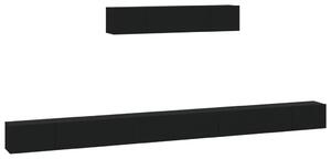 Set dulap TV, 6 piese, negru, lemn prelucrat