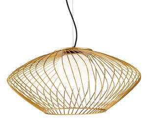 Maytoni Lampă suspendată Plec, abajur colivie auriu, reglabil, Auriu / Alamă, Camera de zi / sufragerie, Metal, Modern