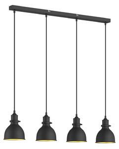 Lustră Pendul Lindby, Jasminka, reglabil, Negru, Bucătărie, Metal, Design industrial