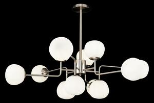 Maytoni Candelabru Erich, sticlă/metal nichelat 12 becuri., reglabil, Metalic, Camera de zi / sufragerie, Metal, Modern, glob