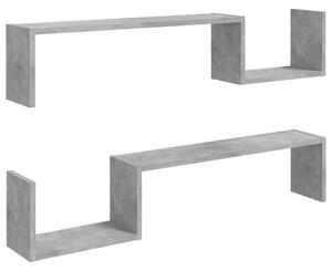 Rafturi de perete, 2 buc, gri beton, 100x15x20 cm, PAL