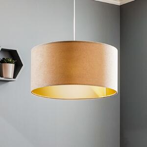 Maco Design Lampă suspendată Salina, bej/auriu Ø 50cm, reglabil, Bej, Camera de zi / sufragerie, Țesătură / Textil, Modern