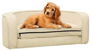Canapea pliabilă de câini crem 73x67x26 cm pernă pluș lavabilă
