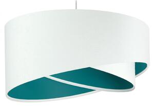 Maco Design Lampă suspendată Vivien, două culori, alb/turcoaz, reglabil, Alb, Camera de zi / sufragerie, Țesătură / Textil, Modern