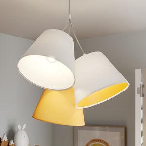 Maco Design Lampă suspendată Zsofia, 3 becuri alb/galben, reglabil, Alb, Camera de zi / sufragerie, Țesătură / Textil, Viața tânără, Pandantiv cu flacără multiplă