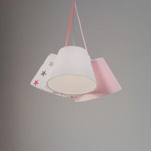 Maco Design Lampă suspendată pentru camera copiilor Zsofia 3 becuri alb/roz, reglabil, Alb, Camera copiilor, Țesătură / Textil, Viața tânără, Pandantiv cu flacără multiplă