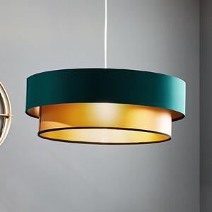 Maco Design Lampă suspendată Dorina, verde/auriu Ø 60cm, reglabil, Verde, Camera de zi / sufragerie, Plastic, Modern