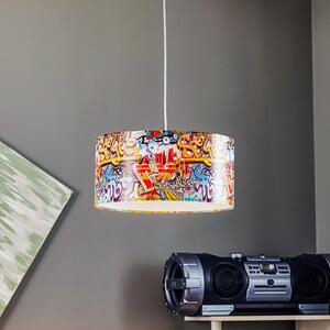 Maco Design Lampă suspendată Graffiti cu imprimare foto colorată, reglabil, Multicolor, Camera copiilor, Plastic, Viața tânără