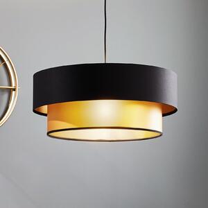 Maco Design Lampă suspendată Dorina, negru/auriu Ø 50cm, reglabil, Negru, Camera de zi / sufragerie, Plastic, Modern