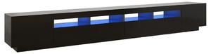 Comodă TV cu lumini LED, negru, 300x35x40 cm