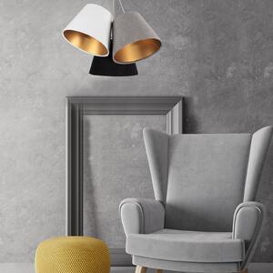 Maco Design Lampă suspendată Zsofia 3 becuri alb/gri/negru/auriu, reglabil, Multicolor, Camera de zi / sufragerie, Țesătură / Textil, Modern, Pandantiv cu flacără multiplă