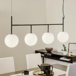 Audo Copenhagen Lampă suspendată LED TR Bulb, 4 flori, negru/opal, sticlă, reglabil, Negru, Camera de zi / sufragerie, Metal, Design, glob
