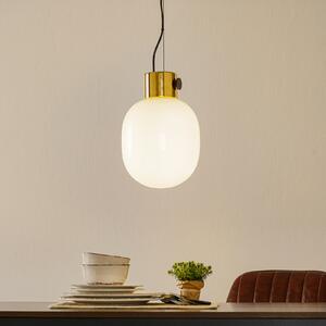 Audo Copenhagen JWDA lampă suspendată, alamă și sticlă opal, reglabil, Alb, Camera de zi / sufragerie, Sticlă, Design
