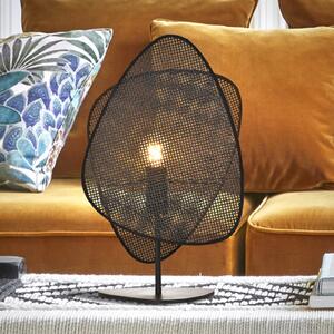 MARKET SET Lampă de masă Screen, negru, ratan, înălțime 51 cm, Negru, Camera de zi / sufragerie, Lemn, Design