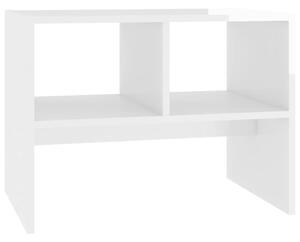 Masă laterală, alb extralucios, 60x40x45 cm, PAL