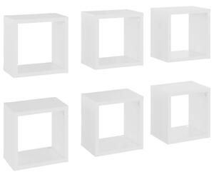 Rafturi de perete cub, 6 buc., alb, 22x15x22 cm