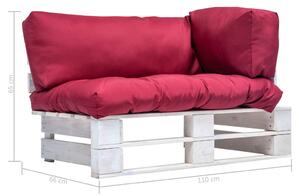 Canapea de grădină din paleți cu perne roșii, lemn pin