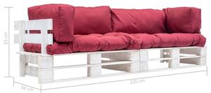 Set canapea grădină paleți perne roșii, 2 piese, lemn pin