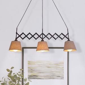 Näve Lampă suspendată textilă Adrienne 3 becuri, reglabil, Negru, Camera de zi / sufragerie, Țesătură / Textil, Modern