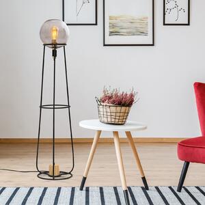 Näve Lampă de podea Stelo cu abajur sferă sticlă, Negru, Camera de zi / sufragerie, Metal, Modern