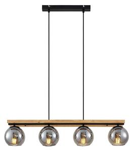 Lustră Pendul Lindby, Enrique, reglabil, Lemn, Camera de zi, Sticlă, Modern