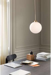 Nuura Aps Lampa suspendată Apiales 1 Large, Ø 20 cm, alamă/opal, reglabil, Auriu / Alamă, Camera de zi / sufragerie, Sticlă, Design