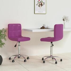 Scaune de masă pivotante, 2 buc, violet, piele ecologică