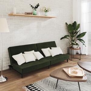 Canapea extensibilă cu 2 locuri, verde închis, catifea