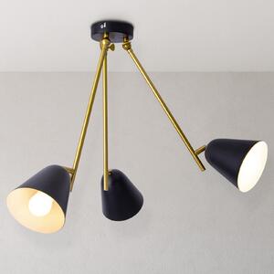 Näve Plafonieră Triton, negru și auriu, 3 becuri, reglabil, Auriu / Alamă, Camera de zi / sufragerie, Metal