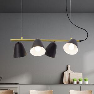 Näve Lampă suspendată Triton, negru și auriu, 4 becuri, reglabil, Negru, Camera de zi / sufragerie, Metal