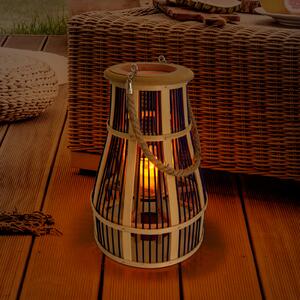 Näve Lampă LED solară decor coș, 34 cm, negru/natur, Lemn, Bamboo, Lumini solare