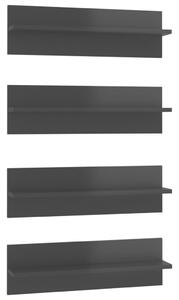 Rafturi de perete 4 buc., negru extralucios, 60x11,5x18 cm, PAL