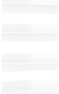 Rafturi de perete, 4 buc., alb extralucios, 60x11,5x18 cm, PAL