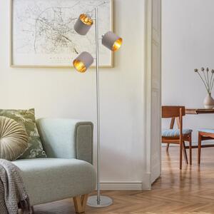 Näve Lampă de podea Maron, 3 becuri, textil, maro/auriu, Maro / Rugină, Camera de zi / sufragerie, Metal