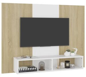 Comodă TV de perete, alb și stejar sonoma, 120x23,5x90 cm, PAL