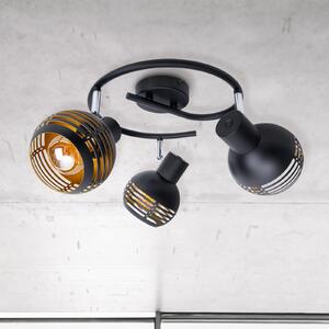 Näve Lustră Casco, 3 becuri, negru, reglabil, Negru, Camera de zi / sufragerie, Metal