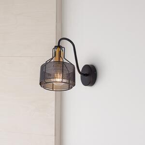 Näve Aplică de perete Foro, 1 bec, negru/auriu, reglabil, Negru, Camera de zi / sufragerie, Metal