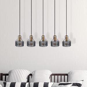 Näve Lampă suspendată Foro, 5 becuri, negru/auriu, reglabil, Negru, Camera de zi / sufragerie, Metal