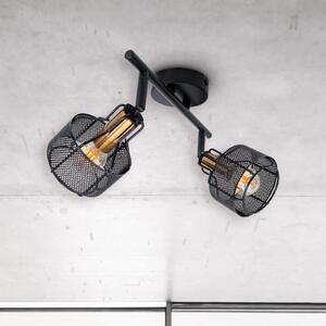 Näve Plafonieră Foro, 2 becuri, negru/auriu, reglabil, Negru, Camera de zi / sufragerie, Metal