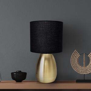 Näve Lampă de masă Aurum, abajur textil, negru/auriu, Auriu / Alamă, Camera de zi / sufragerie, Țesătură / Textil