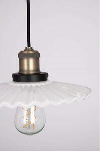 Globen Lighting Lampă suspendată COBBLER, albă, Ø 25 cm, reglabil, Alb, Camera de zi / sufragerie, Sticlă, Vintage