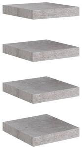 Rafturi perete suspendate 4 buc. gri beton 23x23,5x3,8 cm MDF
