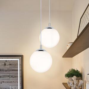 Paulmann Lampă suspendată Globe, alb satinat/crom Ø 20 cm IP44, reglabil, Alb, Camera de zi / sufragerie, Sticlă, Modern, glob