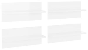 Rafturi de perete, 4 buc., alb extralucios, 40x11,5x18 cm, PAL