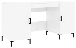 Birou, alb extralucios, 140x50x75 cm, lemn compozit