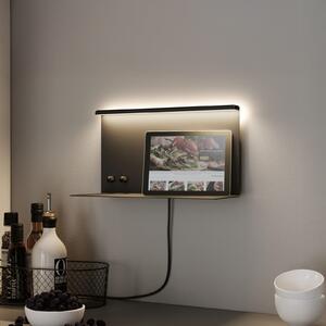 Paulmann aplică de perete LED Jarina negru 35 cm Suport Port USB, reglabil, Negru, dormitor, Metal, Modern