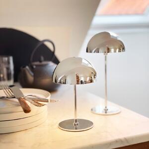Dyberg Larsen Lampă de masă cu LED și baterie Along, crom, set 2 bucăți, reglabil, Metalic, Camera de zi / sufragerie, Metal, Scandinavă