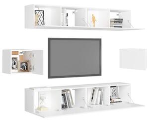 Set de dulapuri TV, 6 piese, alb, lemn prelucrat