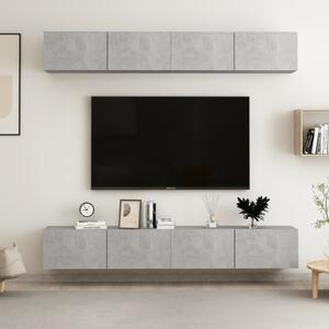 Dulapuri TV, 4 buc, gri beton, 100x30x30 cm, lemn prelucrat